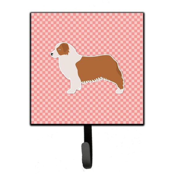 Carolines Treasures Australian Shepherd Dog Checkerboard Pink Leash or Key Holder - BB3633SH4