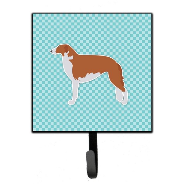 Jensendistributionservices Borzoi Russian Greyhound Checkerboard Blue Leash or Key Holder - MI1710779