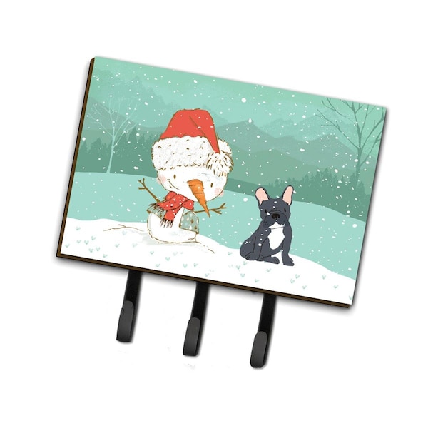Carolines Treasures Black French Bulldog Snowman Christmas Leash or Key Holder - CK2085TH68