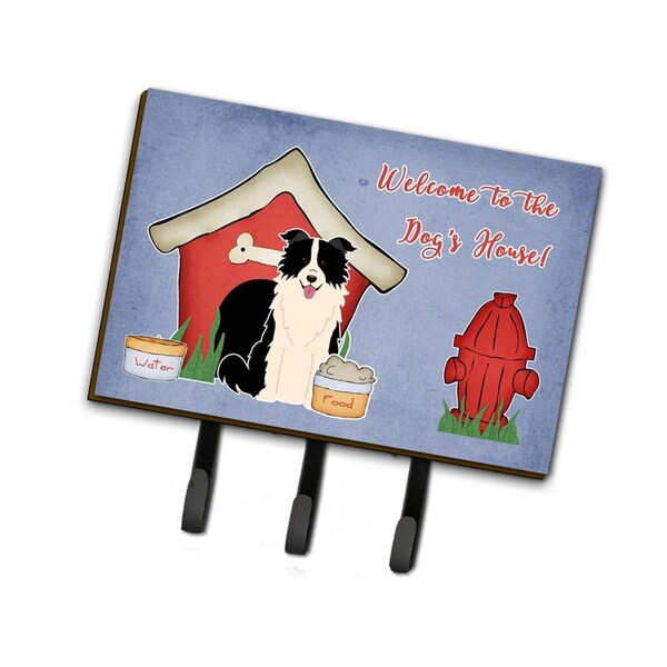 Carolines Treasures Dog House Collection Border Collie Black and White Leash or Key Holder - BB2872TH68