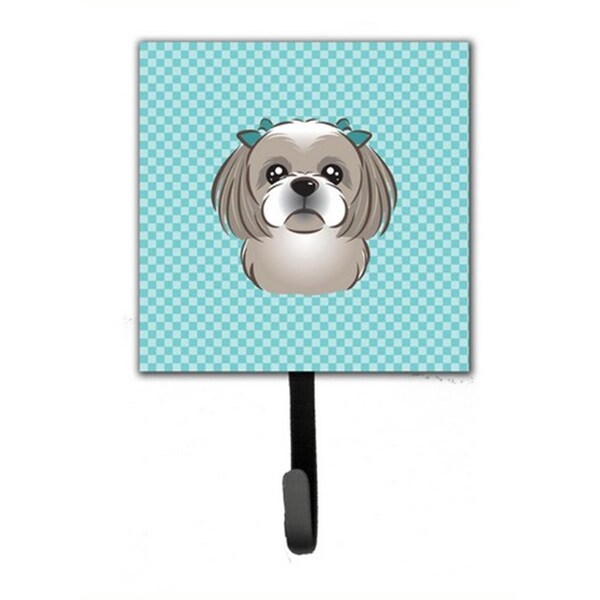 Jensendistributionservices Checkerboard Blue Gray Silver Shih Tzu Leash & Key Holder - MI1719960
