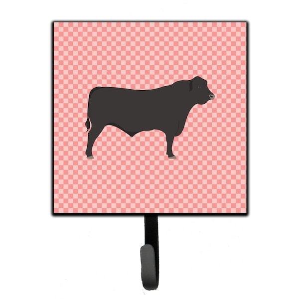 Carolines Treasures Black Angus Cow Pink Check Leash or Key Holder - BB7828SH4