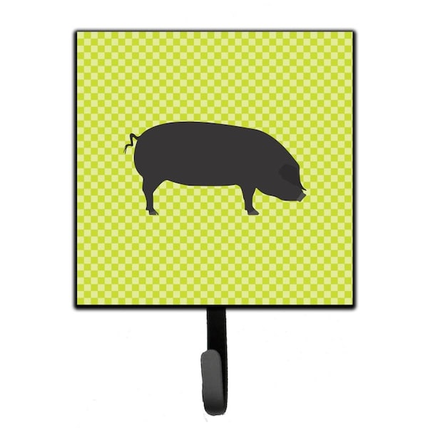 Carolines Treasures Devon Large Black Pig Green Leash or Key Holder - BB7757SH4