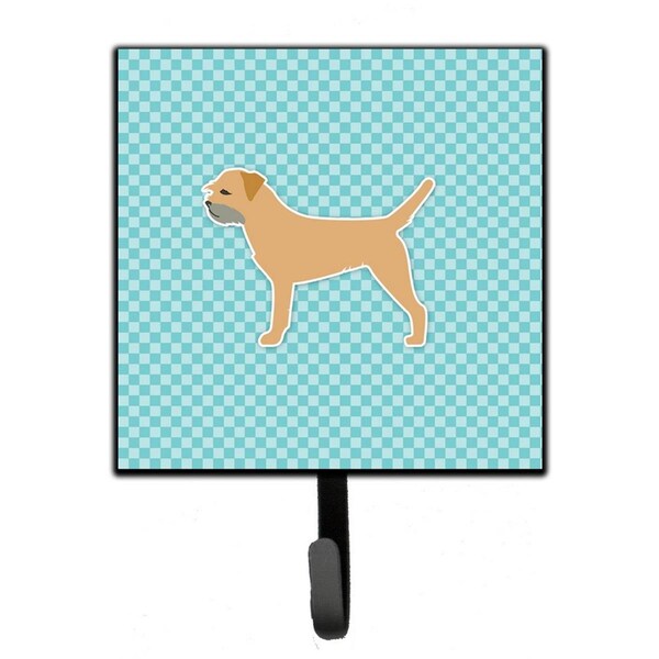 Carolines Treasures Border Terrier Checkerboard Blue Leash or Key Holder - BB3689SH4