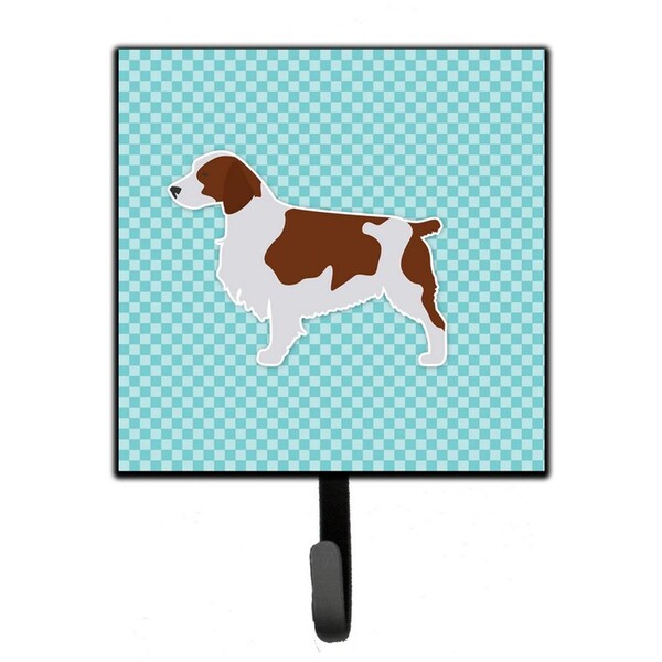 Carolines Treasures Welsh Springer Spaniel Checkerboard Blue Leash or Key Holder - BB3700SH4
