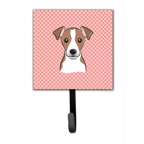 Carolines Treasures Checkerboard Pink Jack Russell Terrier Leash or Key Holder- 4.25 W x 7 H In. - BB1260SH4