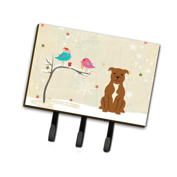 Micasa Christmas Presents Between Friends Staffordshire Bull Terrier Brown Leash or Key Holder - MI219420