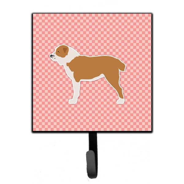 Jensendistributionservices Central Asian Shepherd Dog Checkerboard Pink Leash or Key Holder - MI1705053