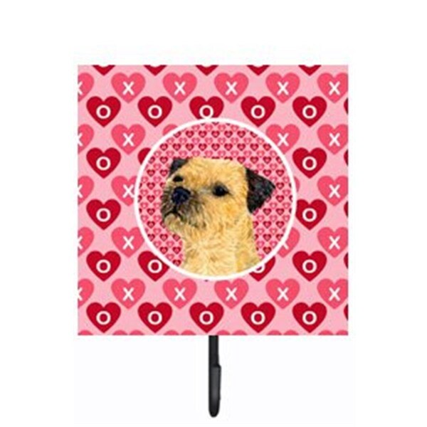 Micasa 4.25 x 7 in. Border Terrier Valentines Love and Hearts Leash Or Key Holder - MI628460