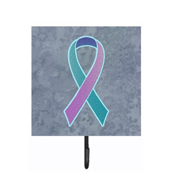 Carolines Treasures Carolines Treasures AN1217SH4 4.25 W x 7 H In. Teal; Pink and Blue Ribbon for Thyroid Cancer Awareness Leash or Key Holder - AN1217SH4