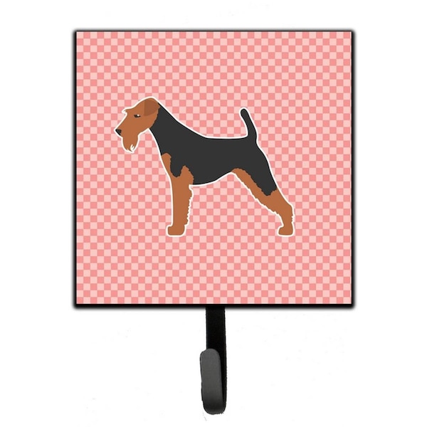 Micasa Airedale Terrier Checkerboard Pink Leash or Key Holder - MI221810