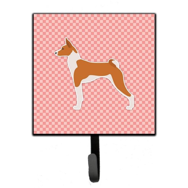 Jensendistributionservices Basenji Checkerboard Pink Leash or Key Holder - MI2100749