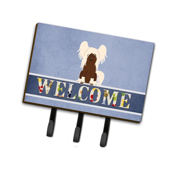 Carolines Treasures Chinese Crested Cream Welcome Leash or Key Holder - BB5694TH68