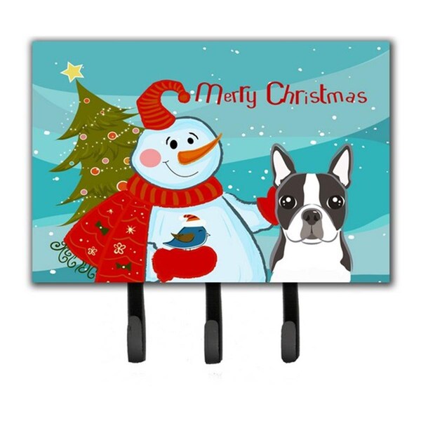 Jensendistributionservices Snowman With Boston Terrier Leash & Key Holder - MI1718296