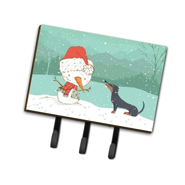 Jensendistributionservices Black Tan Dachshund Snowman Christmas Leash or Key Holder - MI1714690