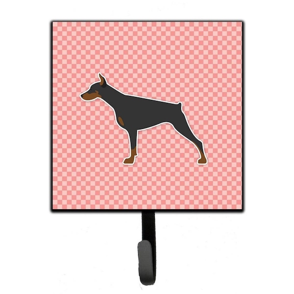 Carolines Treasures Doberman Pinscher Checkerboard Pink Leash or Key Holder - BB3660SH4