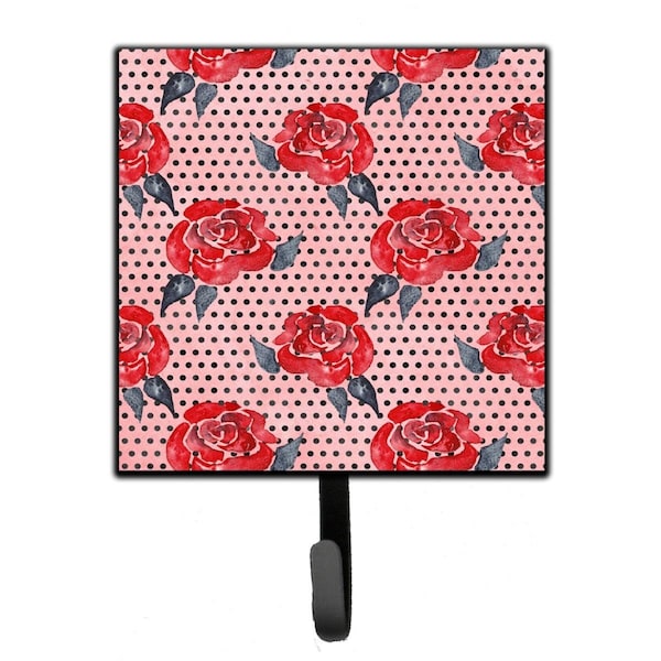 Jensendistributionservices Watercolor Red Roses & Polkadots Leash or Key Holder, 4.25 x 1 x 7 in. - MI2100781