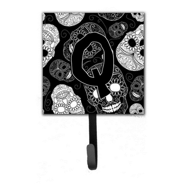 Jensendistributionservices Letter Q Day Of The Dead Skulls Black Leash & Key Holder - MI1718260