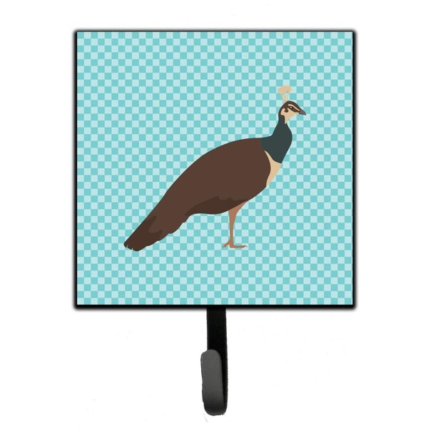 Jensendistributionservices Indian Peahen Peafowl Blue Check Leash or Key Holder - MI1706704