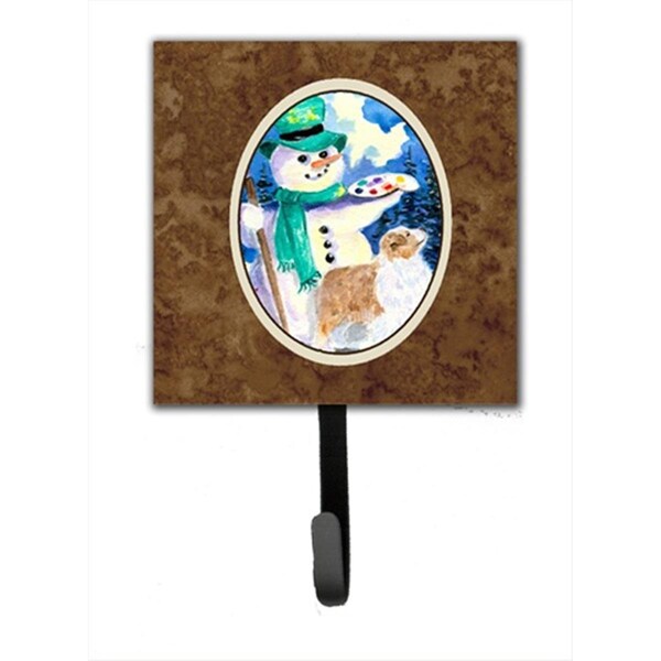 Jensendistributionservices 4.25 x 6 in. Snowman with Australian Shepherd Leash Or Key Hook - MI1655570