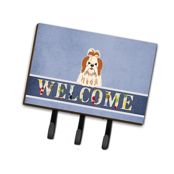 Carolines Treasures Shih Tzu Red White Welcome Leash or Key Holder - BB5668TH68