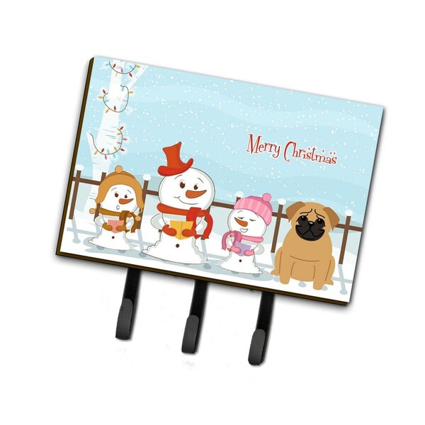 Carolines Treasures Merry Christmas Carolers Pug Brown Leash or Key Holder - BB2338TH68