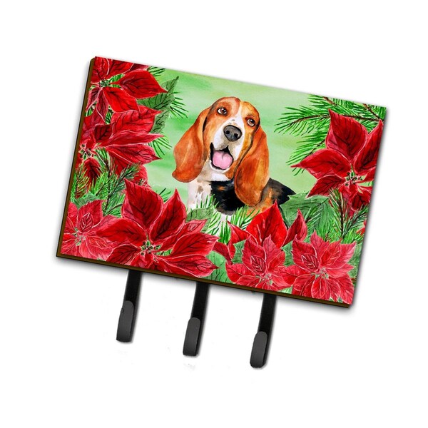 Carolines Treasures Basset Hound Poinsettas Leash or Key Holder - CK1352TH68