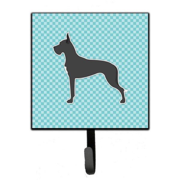 Carolines Treasures Great Dane Checkerboard Blue Leash or Key Holder - BB3775SH4