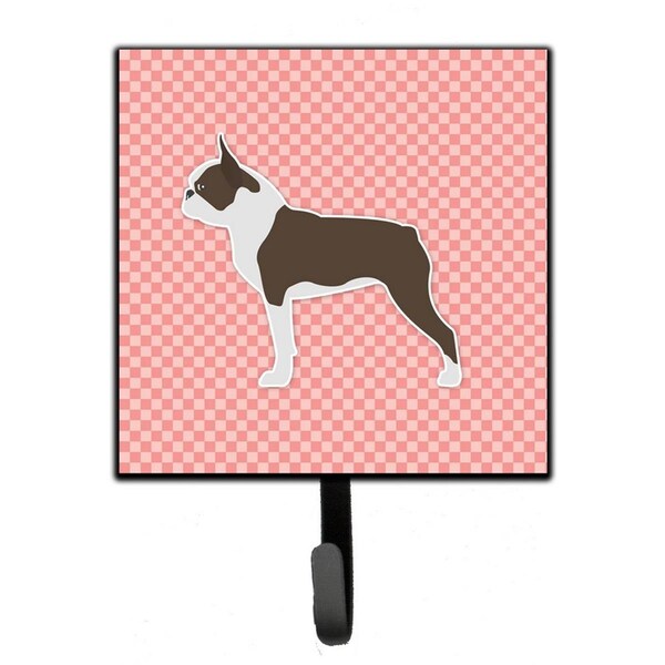 Micasa Boston Terrier Checkerboard Pink Leash or Key Holder - MI230111