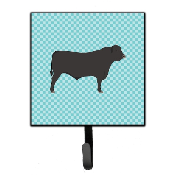Carolines Treasures Black Angus Cow Blue Check Leash or Key Holder - BB8002SH4