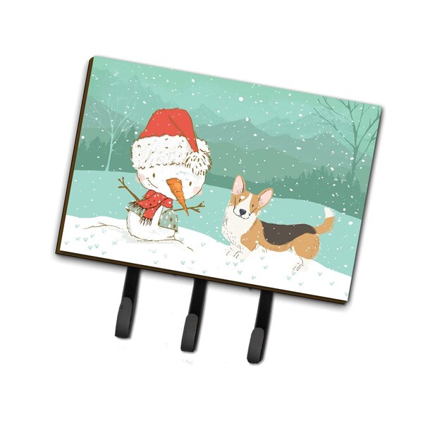 Carolines Treasures Tricolor Cardigan Corgi Snowman Christmas Leash or Key Holder - CK2062TH68
