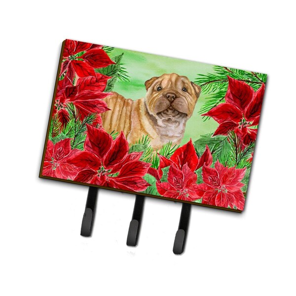 Jensendistributionservices Shar Pei Puppy Poinsettas Leash or Key Holder - MI1711275
