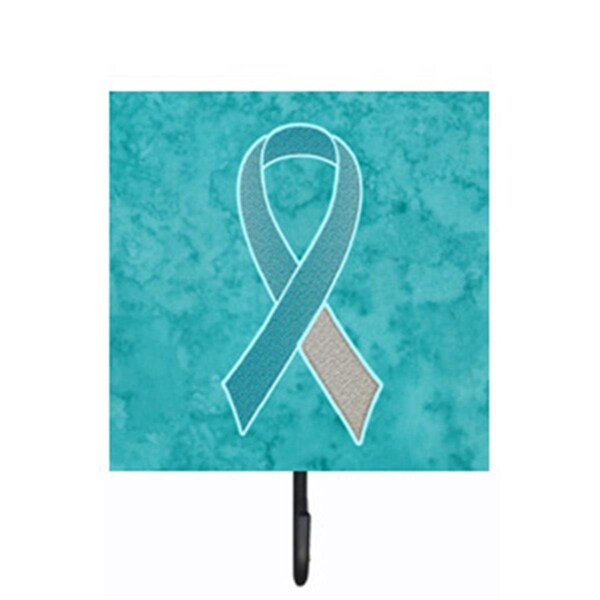 Micasa 4.25 W x 7 H In. Teal and White Ribbon for Cervical Cancer Awareness Leash or Key Holder - MI631924