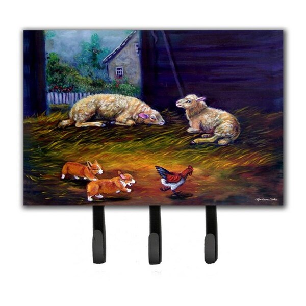 Jensendistributionservices Corgi Chaos In The Barn With Sheep Leash & Key Holder - MI1715790
