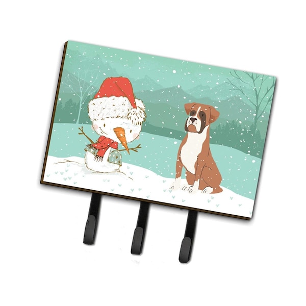 Carolines Treasures Fawn Boxer & Snowman Christmas Leash or Key Holder - CK2036TH68
