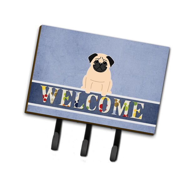 Carolines Treasures Pug Fawn Welcome Leash or Key Holder - BB5589TH68