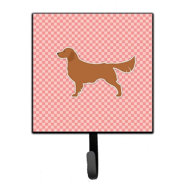 Carolines Treasures Golden Retriever Checkerboard Pink Leash or Key Holder - BB3604SH4