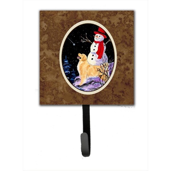 Jensendistributionservices 4.25 x 6 in. Golden Retriever with Snowman in red Hat Leash Or Key Hook - MI2101762
