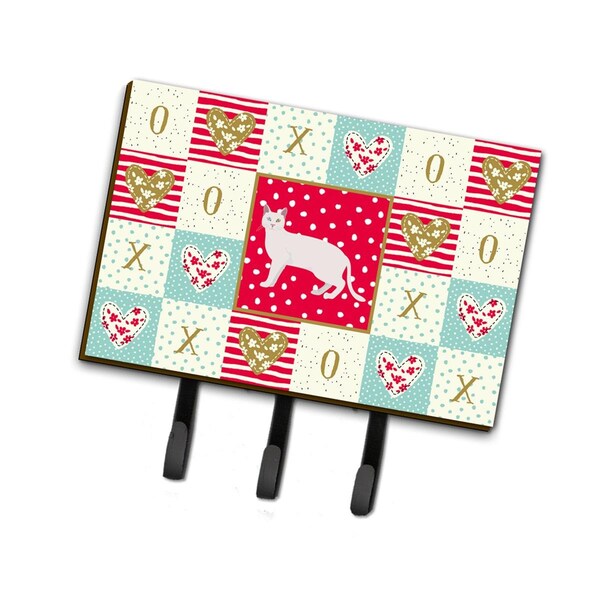Carolines Treasures 6 x 2 x 9 in. Khao Manee No.1 Cat Love Leash or Key Holder - CK5628TH68