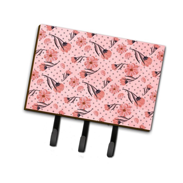 Carolines Treasures Pink Flowers and Polka Dots Leash or Key Holder, 6 x 2 x 9 in. - BB7499TH68