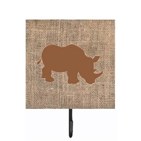 Carolines Treasures Rhinoceros Burlap and Brown Leash Or Key Holder - BB1006-BL-BN-SH4