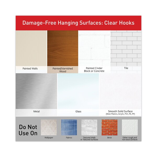 Command Clear Hooks and Strips, Plastic, Mini, 18 Hooks and 24 Strips/Pack - 17006CLR-18ES