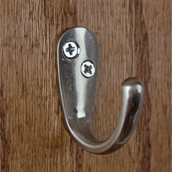 Gliderite Hardware 1-3/4 in. Satin Nickel Small Coat Hook, 10PK - 7005-SN-10