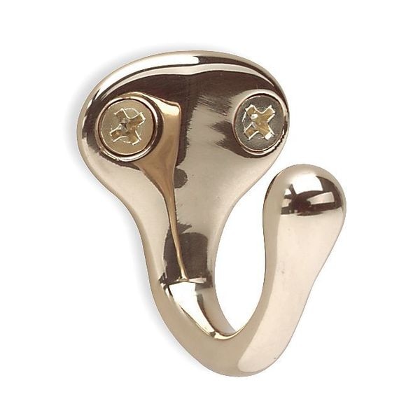 Zoro Select Coat and Garment Hook, Brass, 1-1/8 In - 4JH10