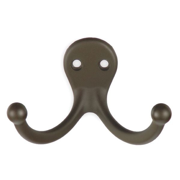 Zoro Select Coat and Hat Hook, Bronze, L 1 1/16 In - 1XNH4