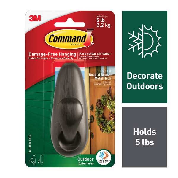 Command Hook, Bronze, Metal, 1 5/8 in D - FC13-ORB-AWES