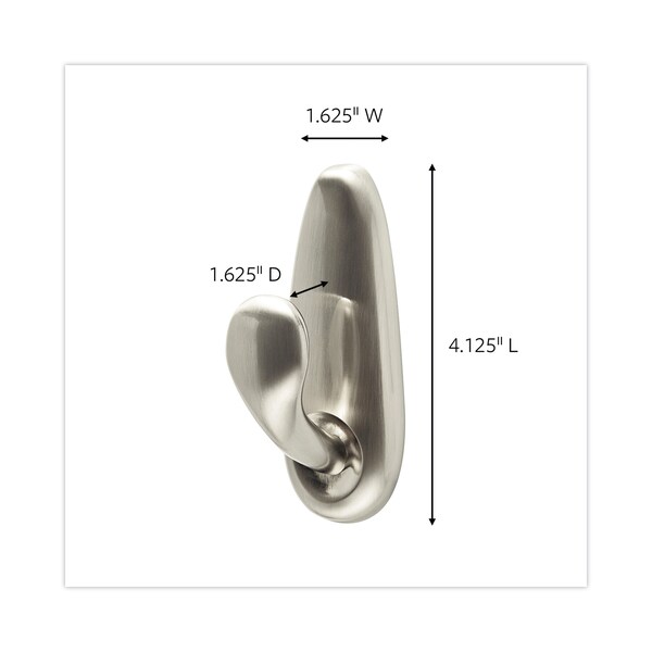 Command Adhesive Mount Metal Hook, Large, Brushed Nickel Finish, PK2 - FC13BN-2ES