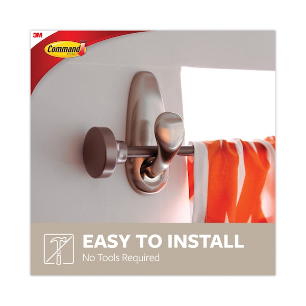 Command Adhesive Mount Metal Hook, Large, Brushed Nickel Finish, PK2 - FC13BN-2ES