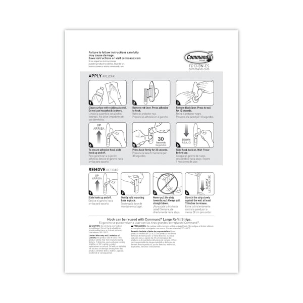 Command Adhesive Mount Metal Hook, Large, Brushed Nickel Finish, PK2 - FC13BN-2ES