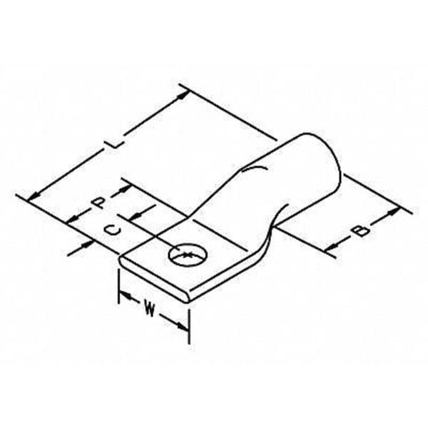 3M Conector de compresión de un agujero para terminal en forma de ojal, 2/0 AWG, paquete de 10 - 31036
